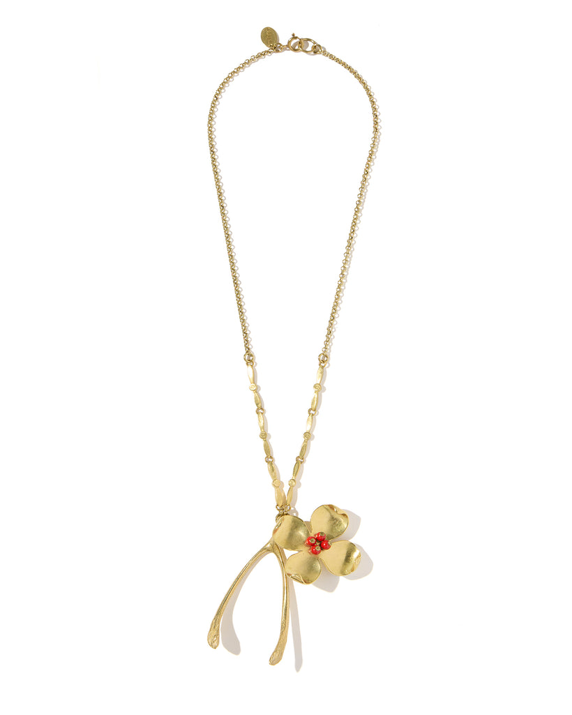 Collar Wishbone y flor